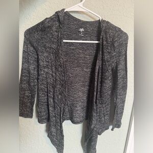 Justice Charcoal Open-Front Cardigan